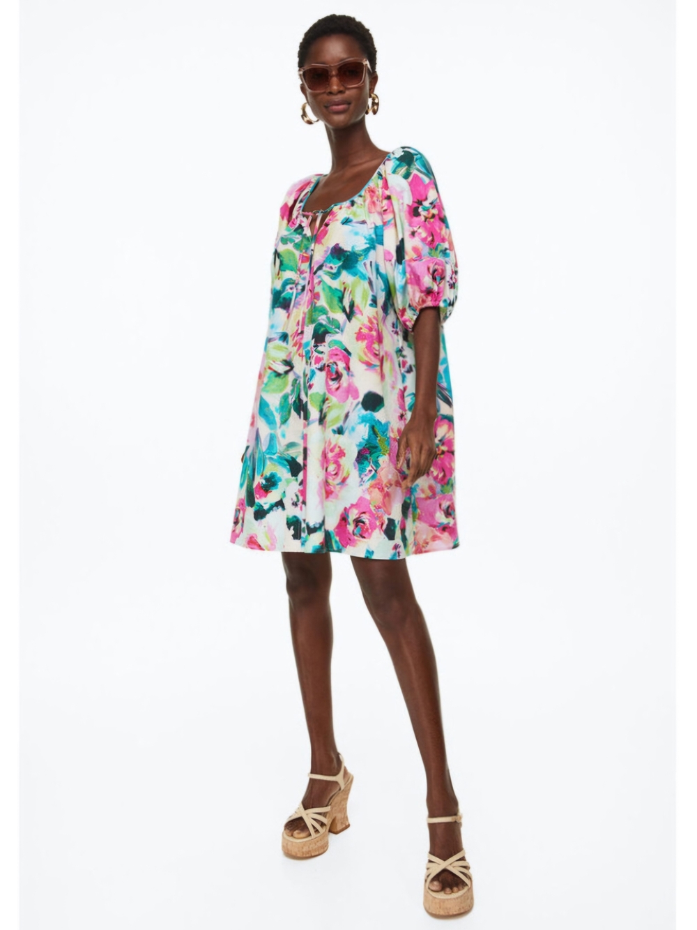 Joie Floral Pink Green Blue Shift Dress